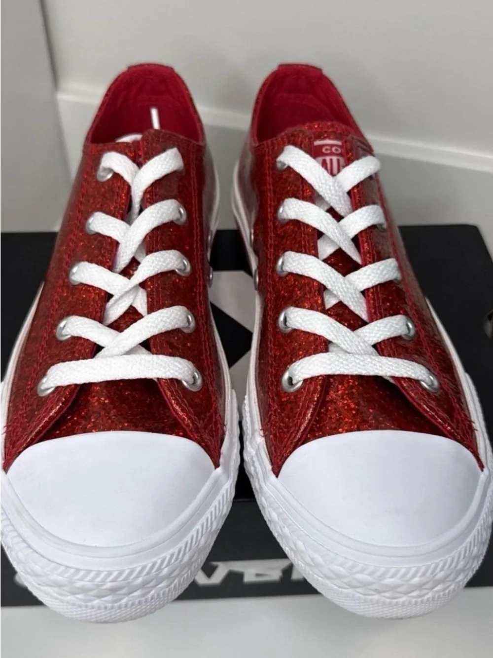 Converse Kids Low-Top Glitter Sneakers - Red 2.5 kids